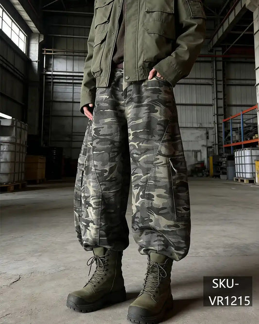 Men's Camouflage Cargo Pants | Baggy Wide Leg Streetwear VR1215