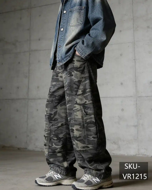 Men's Camouflage Cargo Pants | Baggy Wide Leg Streetwear VR1215